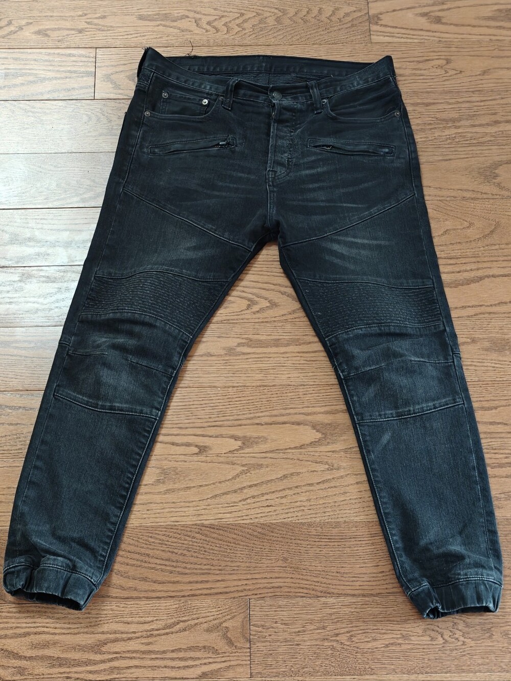 Men's Black Denim And Supply-Ralph Lauren Moto Jogger Jeans - Slim Fit